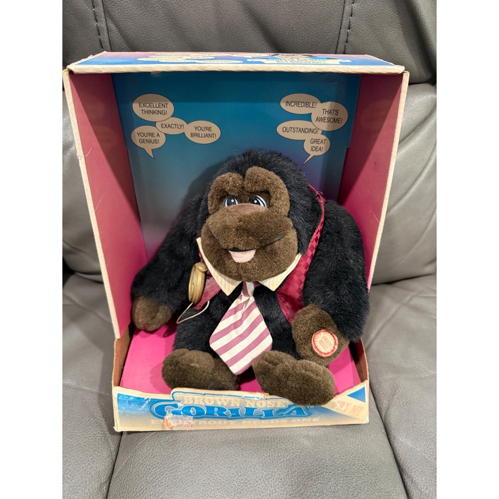 Vintage SunGee Brown Nose Gorilla Talking‎ Plush Toy Novelty 1980s In Box works